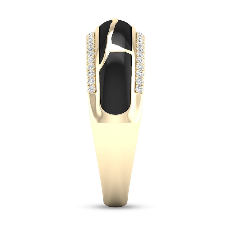 Main Image 3 of 1/6 CT. T.W. Diamond Edge Black Kintsugi-Style Band in 10K Gold with Ceramic