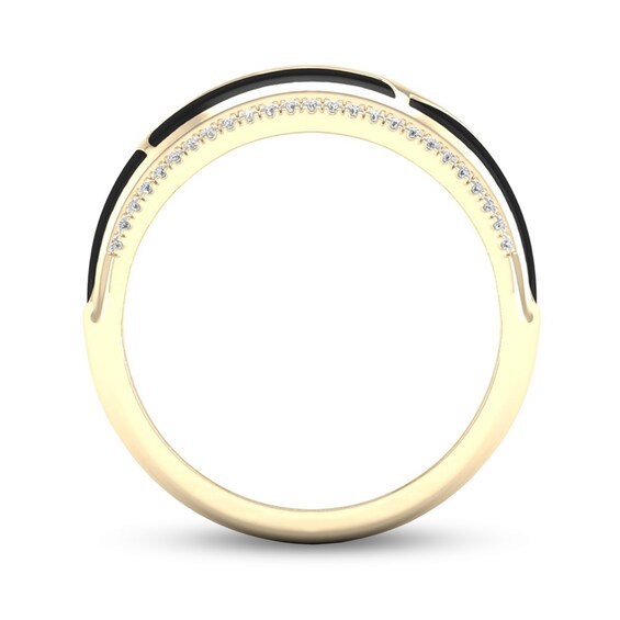 1/6 CT. T.w. Diamond Edge Black Kintsugi-Style Band in 10K Gold with Ceramic