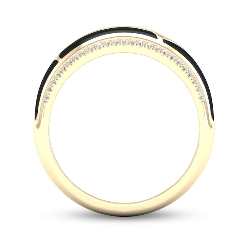 Main Image 4 of 1/6 CT. T.W. Diamond Edge Black Kintsugi-Style Band in 10K Gold with Ceramic