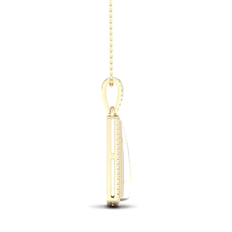 Main Image 3 of 1/6 CT. T.W. Diamond Edge Elongated Triangle White Kintsugi-Style Pendant in 10K Gold with Ceramic