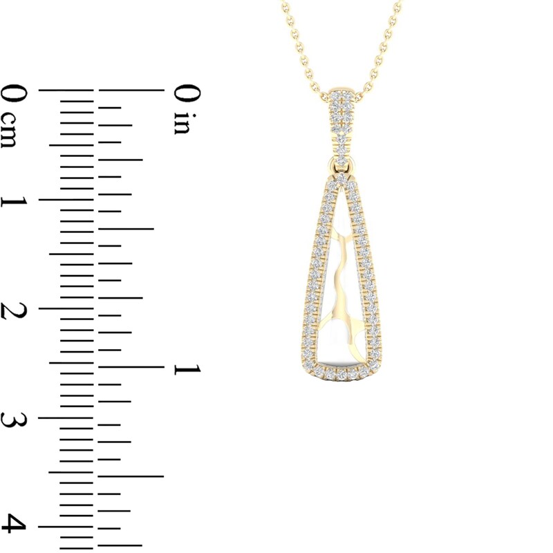 Main Image 4 of 1/6 CT. T.W. Diamond Edge Elongated Triangle White Kintsugi-Style Pendant in 10K Gold with Ceramic