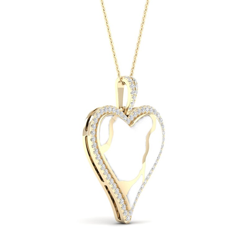 Main Image 2 of 1/4 CT. T.W. Diamond Edge Heart White Kintsugi-Style Pendant in 10K Gold with Ceramic