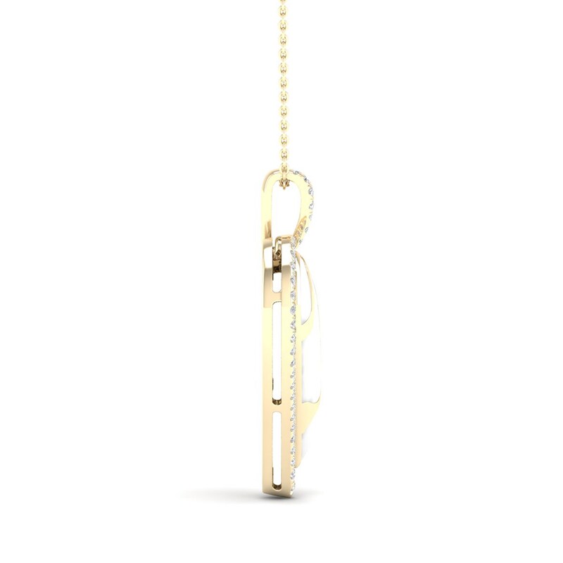 Main Image 3 of 1/4 CT. T.W. Diamond Edge Heart White Kintsugi-Style Pendant in 10K Gold with Ceramic
