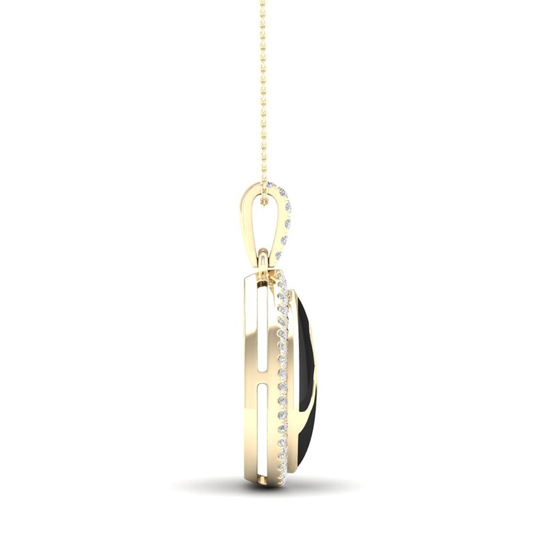 Main Image 3 of 1/6 CT. T.W. Diamond Edge Teardrop Black Kintsugi-Style Pendant in 10K Gold with Ceramic