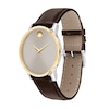 Thumbnail Image 2 of Men's Movado Museum® Classic Gold-Tone PVD Brown Strap Watch with Dotted Grey Dial (Model: 0607800)