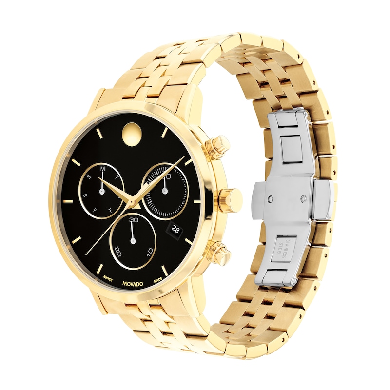 Men's Movado Museum® Classic Gold-Tone PVD Chronograph Watch with Black  Dial and Date Window (Model: 0607810) | Zales