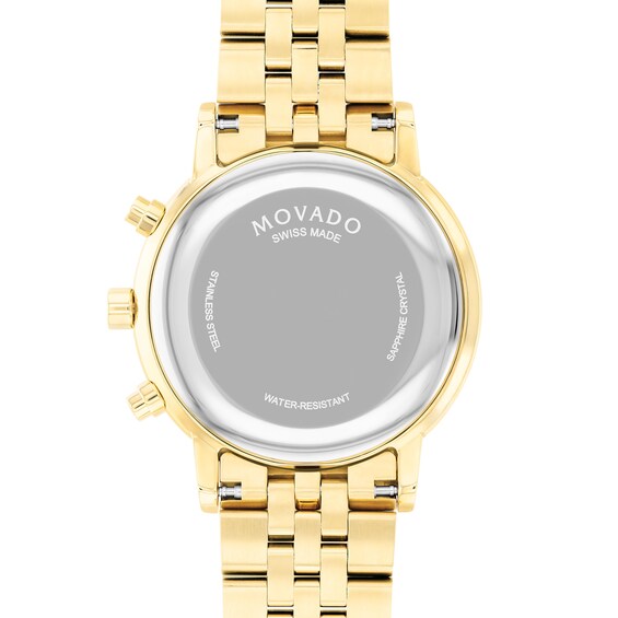 Men's Movado MuseumÂ® Classic Gold-Tone PVD Chronograph Watch with Black Dial and Date Window (Model: 0607810)