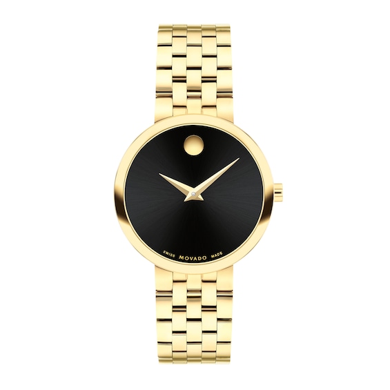 Ladies' Movado MuseumÂ® Classic Gold-Tone PVD Watch with Black Dial (Model: 0607847)