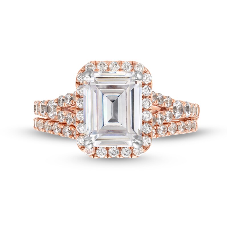 3 CT. T.W. Emerald-Cut Lab-Created Diamond Frame Split Shank Bridal Set ...