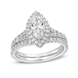 1-7/8 CT. T.W. Marquise-Cut Lab-Grown Diamond Frame Split Shank Bridal Set in 14K White Gold (F/SI2)