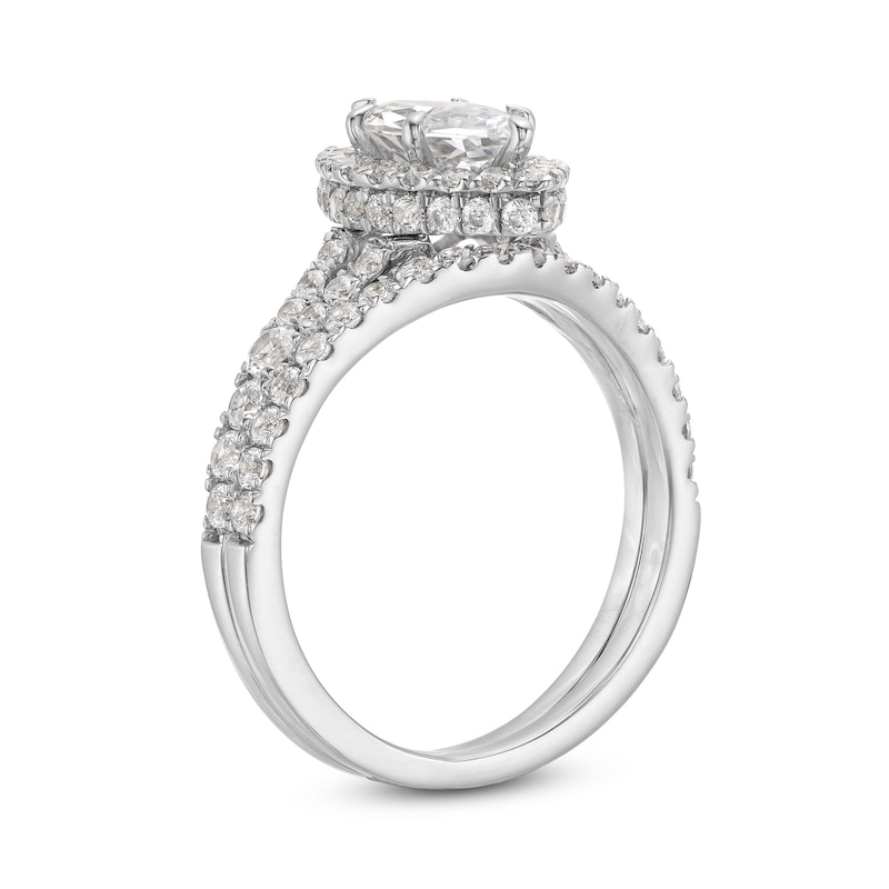 1-7/8 CT. T.W. Marquise-Cut Lab-Created Diamond Frame Split Shank Bridal Set in 14K White Gold (F/SI2)