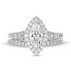 Thumbnail Image 3 of 1-7/8 CT. T.W. Marquise-Cut Lab-Created Diamond Frame Split Shank Bridal Set in 14K White Gold (F/SI2)