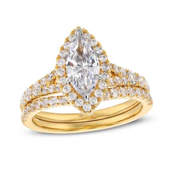 1-7/8 CT. T.w. Marquise-Cut Lab-Grown Diamond Frame Split Shank Bridal Set in 14K Gold (F/Si2)
