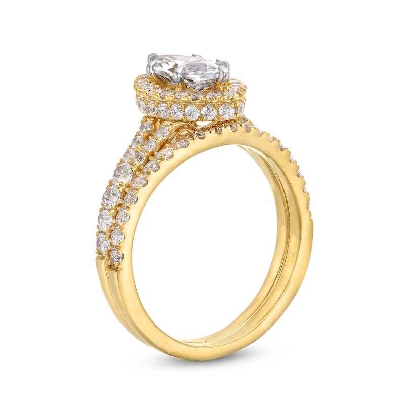 Main Image 3 of 1-7/8 CT. T.W. Marquise-Cut Lab-Grown Diamond Frame Split Shank Bridal Set in 14K Gold (F/SI2)