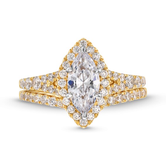 1-7/8 CT. T.w. Marquise-Cut Lab-Grown Diamond Frame Split Shank Bridal Set in 14K Gold (F/Si2)
