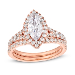1-7/8 CT. T.W. Marquise-Cut Lab-Grown Diamond Frame Split Shank Bridal Set in 14K Rose Gold (F/SI2)
