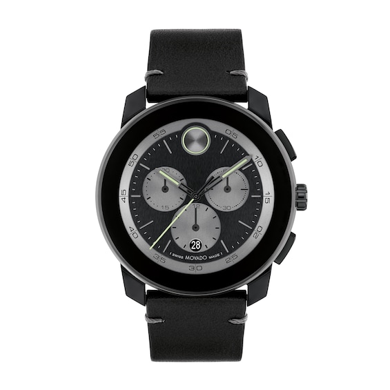 Men's Movado BoldÂ® Tr90 Black Strap Chronograph Watch with Grey Dial and Date Window (Model: 3601092)