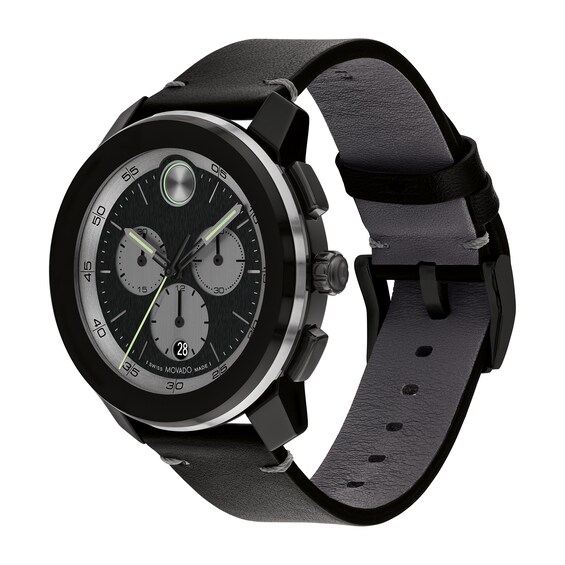 Men's Movado BoldÂ® Tr90 Black Strap Chronograph Watch with Grey Dial and Date Window (Model: 3601092)