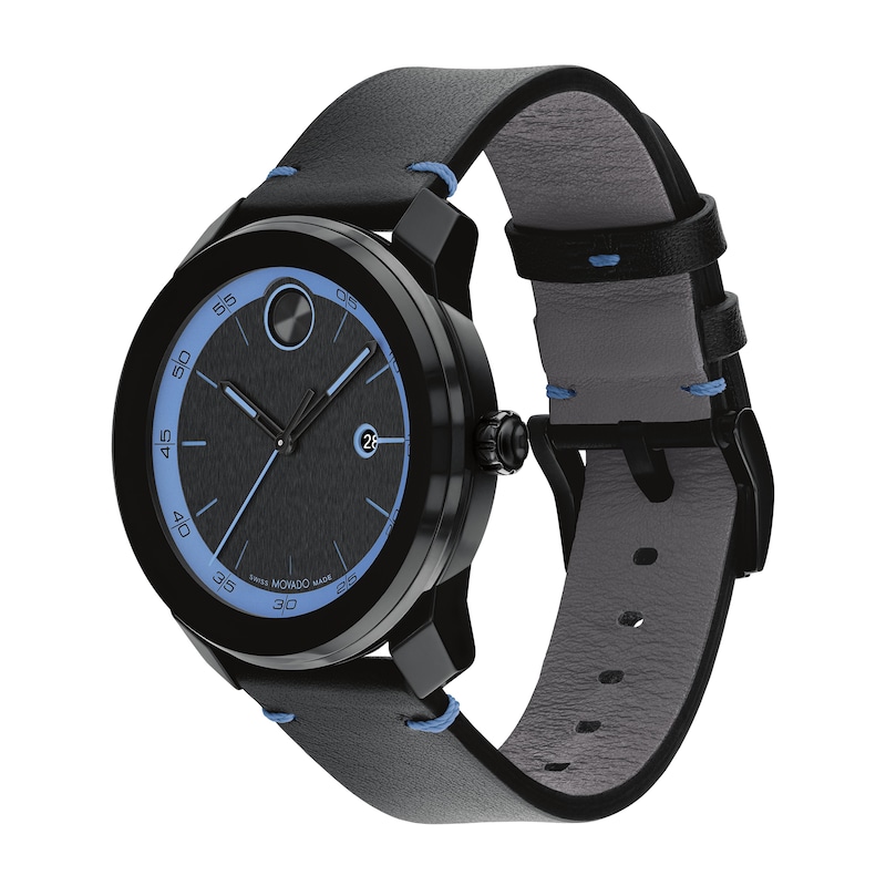 Main Image 2 of Men's Movado Bold® TR90 Black Strap Watch with Blue Dial and Date Window (Model: 3601111)