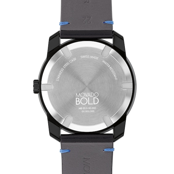 Men's Movado Bold® Tr90 Black Strap Watch with Blue Dial and Date Window (Model: 3601111)