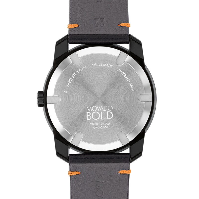 Men's Movado Bold® TR90 Black Strap Watch with Orange Dial and Date Window (Model 3601113) Zales