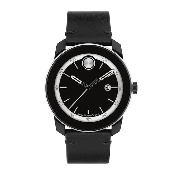 Men's Movado BoldÂ® Tr90 Black Strap Watch with Silver-Tone Dial and Date Window (Model: 3601154)