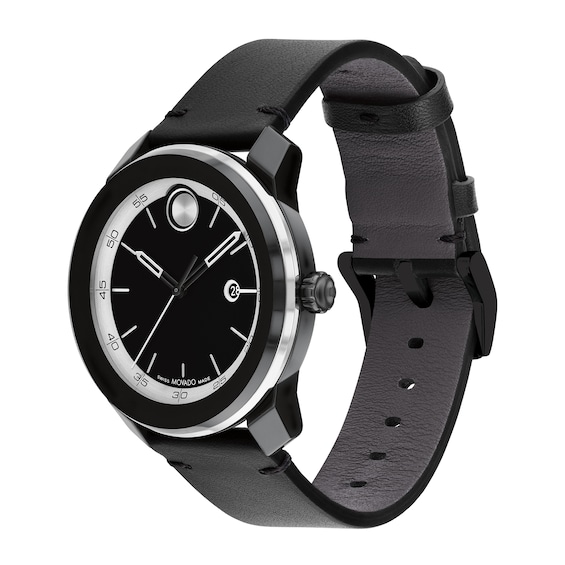 Men's Movado BoldÂ® Tr90 Black Strap Watch with Silver-Tone Dial and Date Window (Model: 3601154)