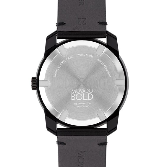 Men's Movado BoldÂ® Tr90 Black Strap Watch with Silver-Tone Dial and Date Window (Model: 3601154)