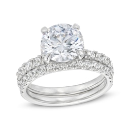 4-3/8 CT. T.W. Lab-Grown Diamond Hidden Halo Bridal Set in 14K White Gold (I/SI2)