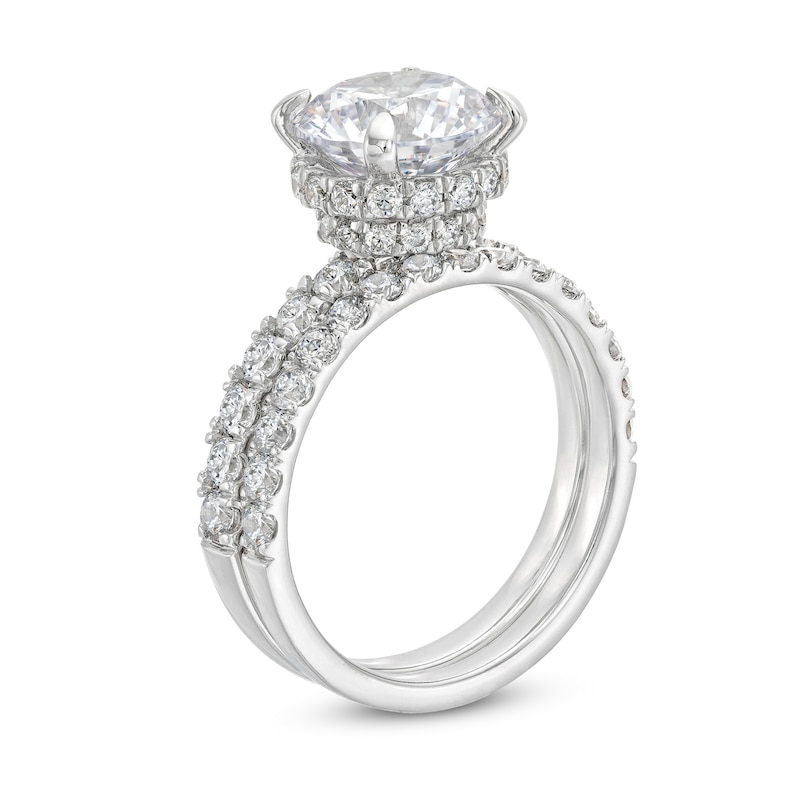 Main Image 3 of 4-3/8 CT. T.W. Lab-Grown Diamond Hidden Halo Bridal Set in 14K White Gold (I/SI2)