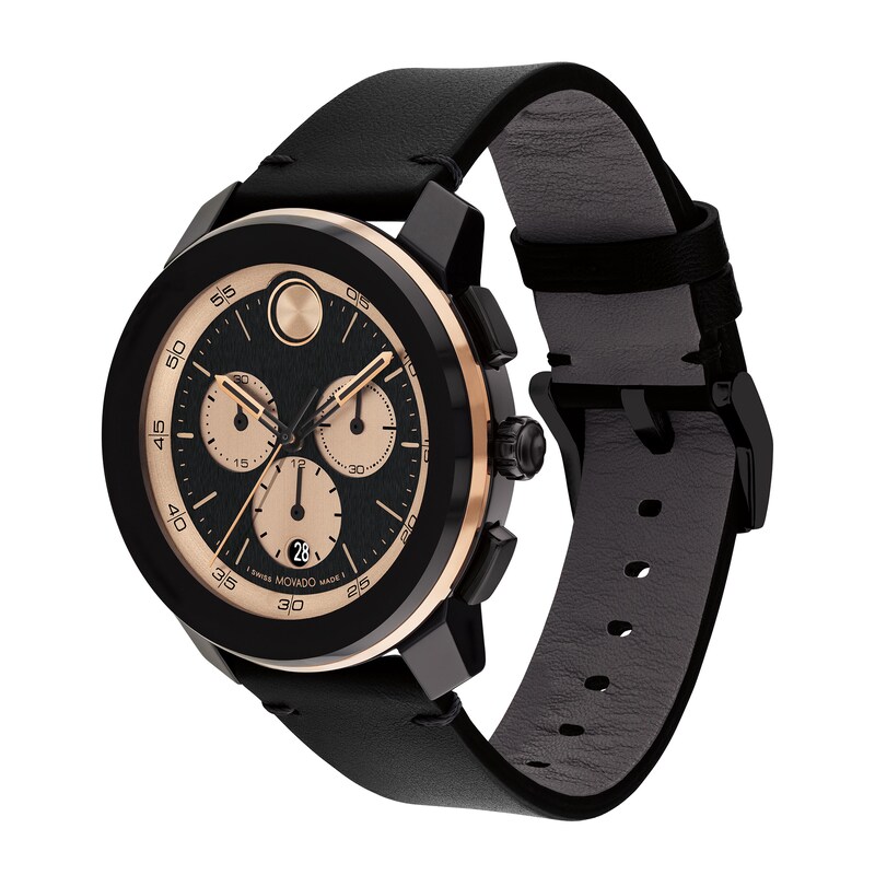 Men's Movado Bold® TR90 Black Strap Watch with BronzeTone Dial and