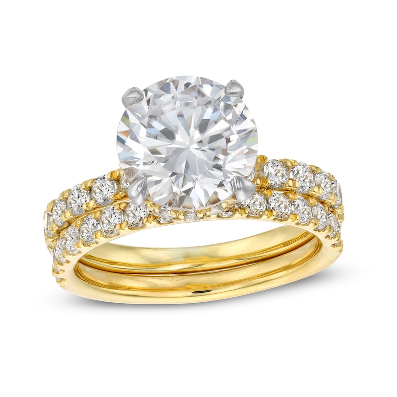Main Image 1 of 4-3/8 CT. T.W. Lab-Grown Diamond Hidden Halo Bridal Set in 14K Gold (I/SI2)