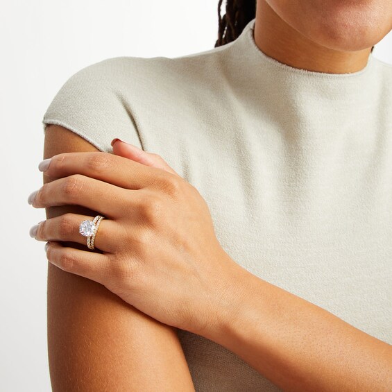 4-3/8 CT. T.w. Lab-Grown Diamond Hidden Halo Bridal Set in 14K Gold (I/Si2)