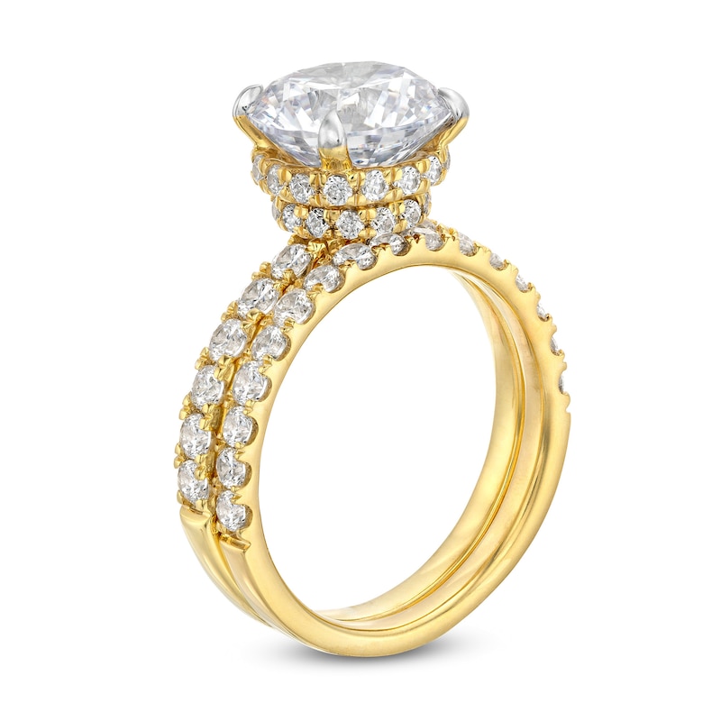 Main Image 3 of 4-3/8 CT. T.W. Lab-Grown Diamond Hidden Halo Bridal Set in 14K Gold (I/SI2)