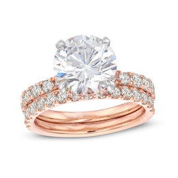 4-3/8 CT. T.W. Lab-Grown Diamond Hidden Halo Bridal Set in 14K Rose Gold (I/SI2)