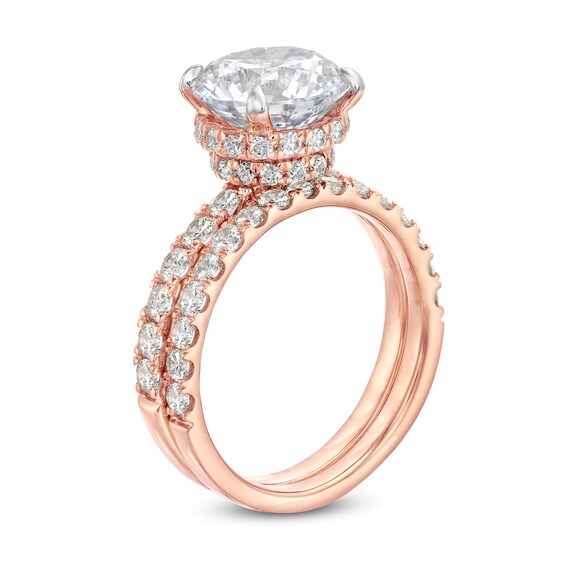 4-3/8 CT. T.w. Lab-Grown Diamond Hidden Halo Bridal Set in 14K Rose Gold (I/Si2)