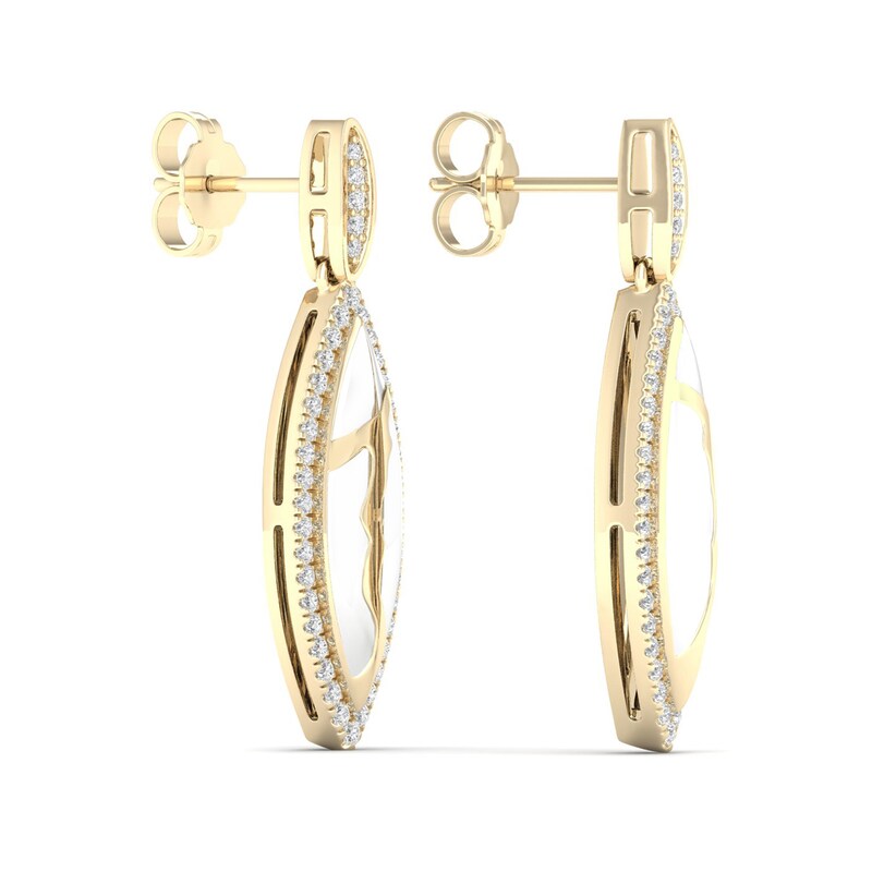 Main Image 3 of 3/8 CT. T.W. Diamond Edge Elongated Marquise White Kintsugi-Style Drop Earrings in 10K Gold with Ceramic