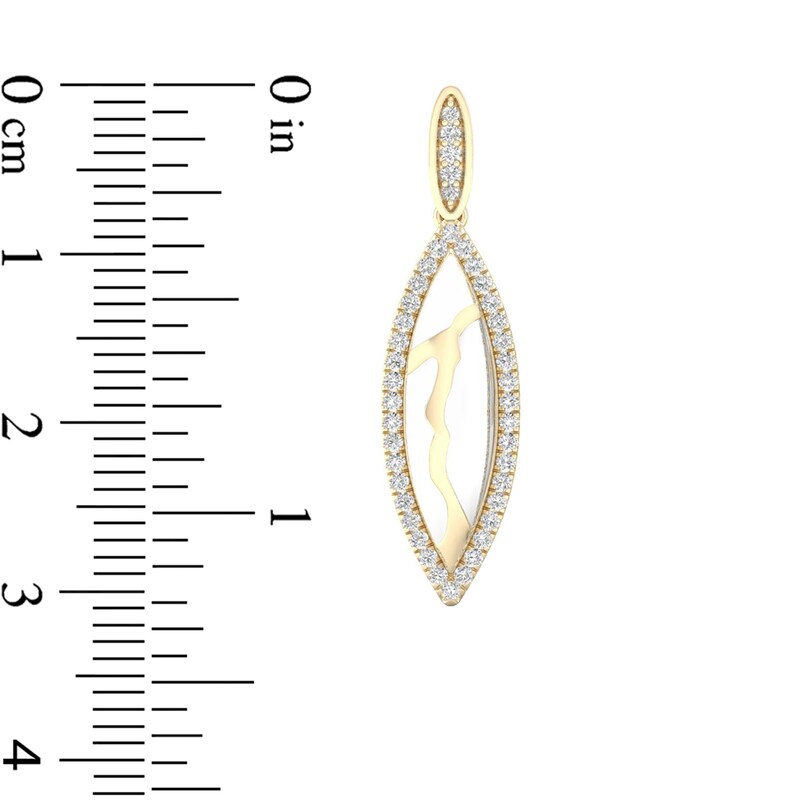 Main Image 4 of 3/8 CT. T.W. Diamond Edge Elongated Marquise White Kintsugi-Style Drop Earrings in 10K Gold with Ceramic