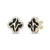 Thumbnail Image 1 of 1/4 CT. T.W. Diamond Edge Black Kintsugi-Style Clover Stud Earrings in 10K Gold with Ceramic