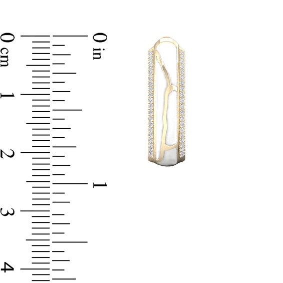 1/4 CT. T.w. Diamond Edge White Kintsugi-Style Hoop Earrings in 10K Gold with Ceramic