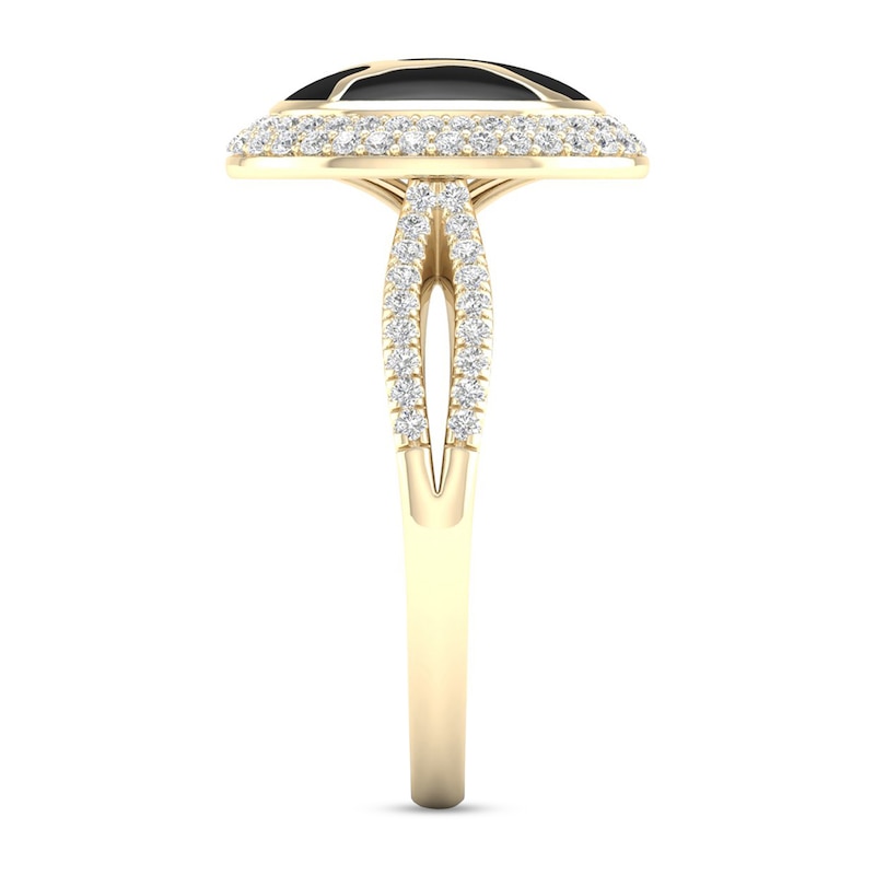 Main Image 3 of 1/3 CT. T.W. Diamond Edge Oval Black Kintsugi-Style Ring in 10K Gold with Ceramic