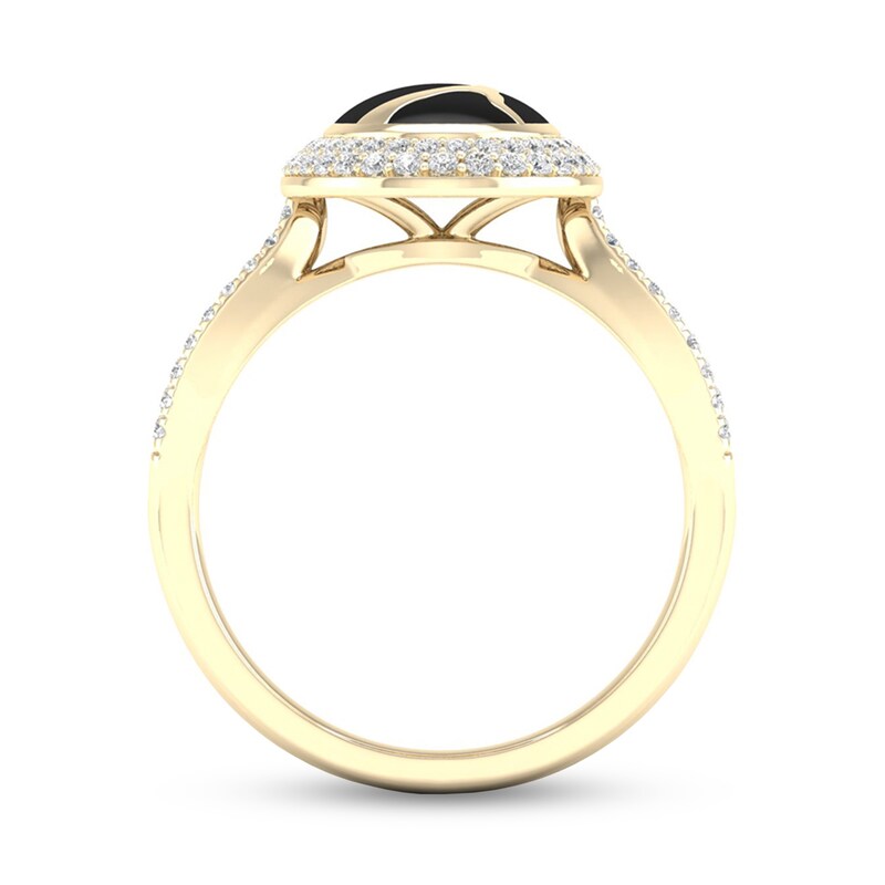Main Image 4 of 1/3 CT. T.W. Diamond Edge Oval Black Kintsugi-Style Ring in 10K Gold with Ceramic