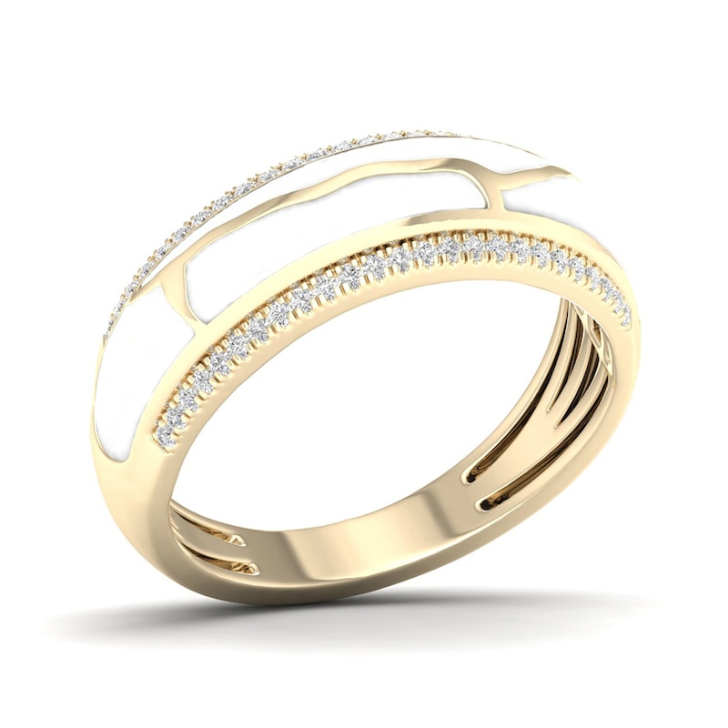 Main Image 2 of 1/6 CT. T.W. Diamond Edge White Kintsugi-Style Band in 10K Gold with Ceramic