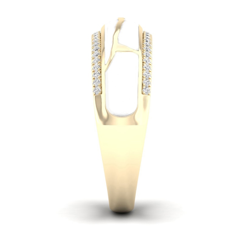 Main Image 3 of 1/6 CT. T.W. Diamond Edge White Kintsugi-Style Band in 10K Gold with Ceramic