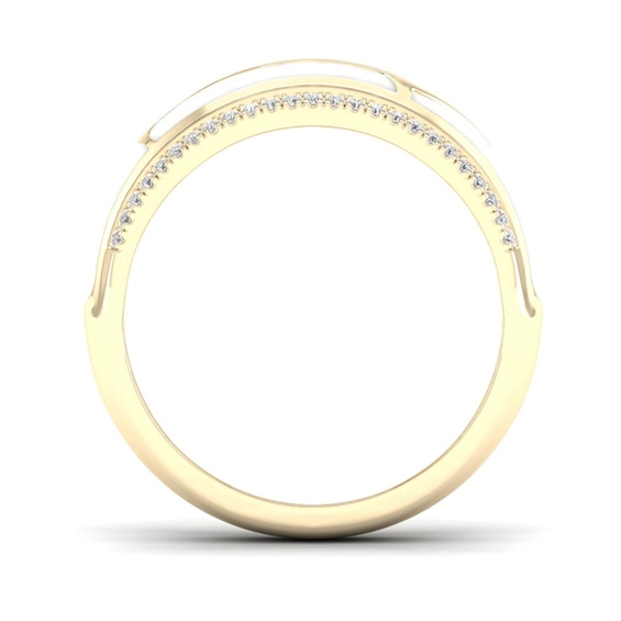 1/6 CT. T.w. Diamond Edge White Kintsugi-Style Band in 10K Gold with Ceramic