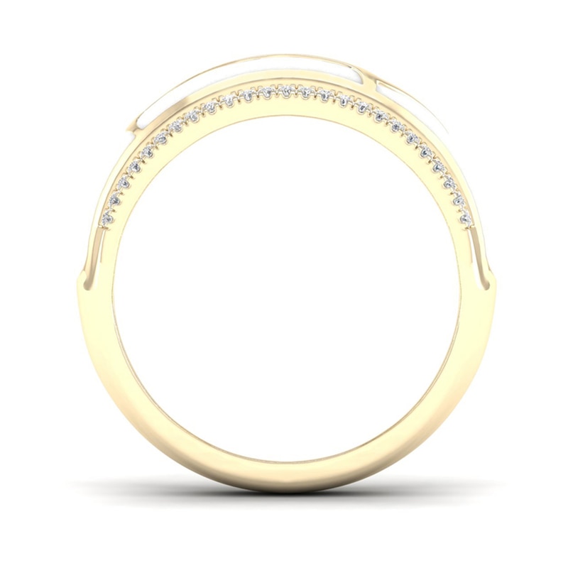 Main Image 4 of 1/6 CT. T.W. Diamond Edge White Kintsugi-Style Band in 10K Gold with Ceramic
