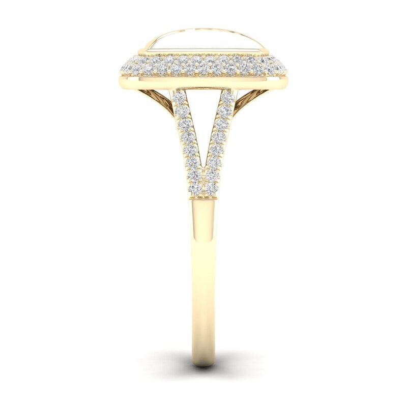 Main Image 3 of 1/3 CT. T.W. Diamond Edge Square White Kintsugi-Style Ring in 10K Gold with Ceramic