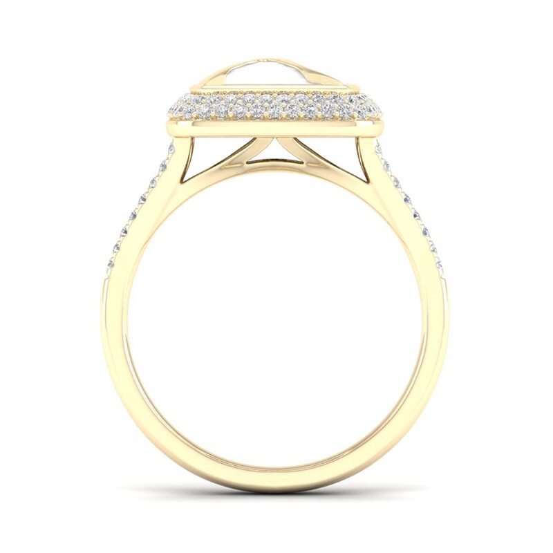 Main Image 4 of 1/3 CT. T.W. Diamond Edge Square White Kintsugi-Style Ring in 10K Gold with Ceramic