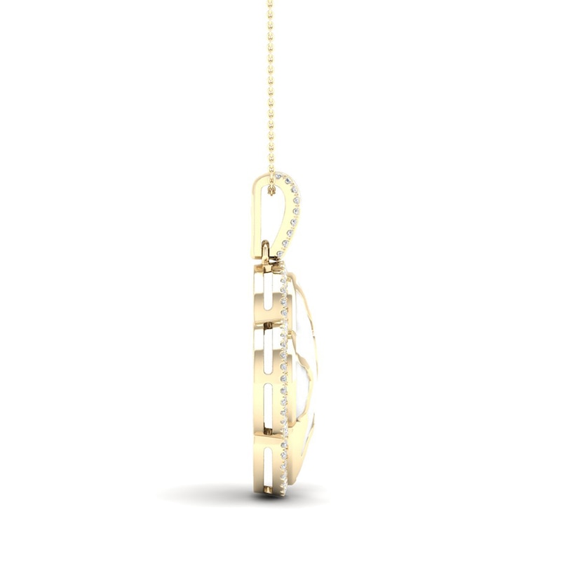 Main Image 3 of 1/4 CT. T.W. Diamond Edge Clover White Kintsugi-Style Pendant in 10K Gold with Ceramic