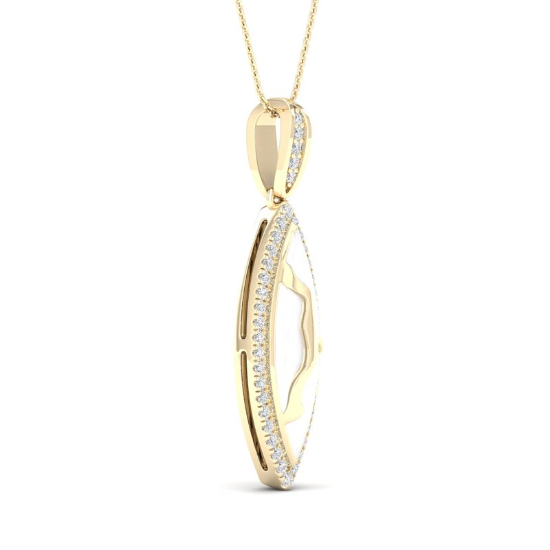 Main Image 2 of 1/5 CT. T.W. Diamond Edge Elongated Marquise White Kintsugi-Style Pendant in 10K Gold with Ceramic